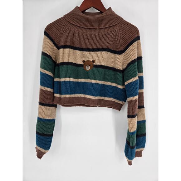 ROMWE Sweaters - Romwe Bear Cropped Turtleneck Striped Sweater Women's  6
